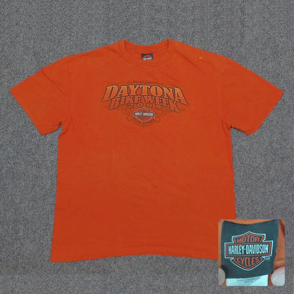 Y2K 2009 Harley Davidson Daytona Bike Week T Shirt Burnt Orange Mens XL